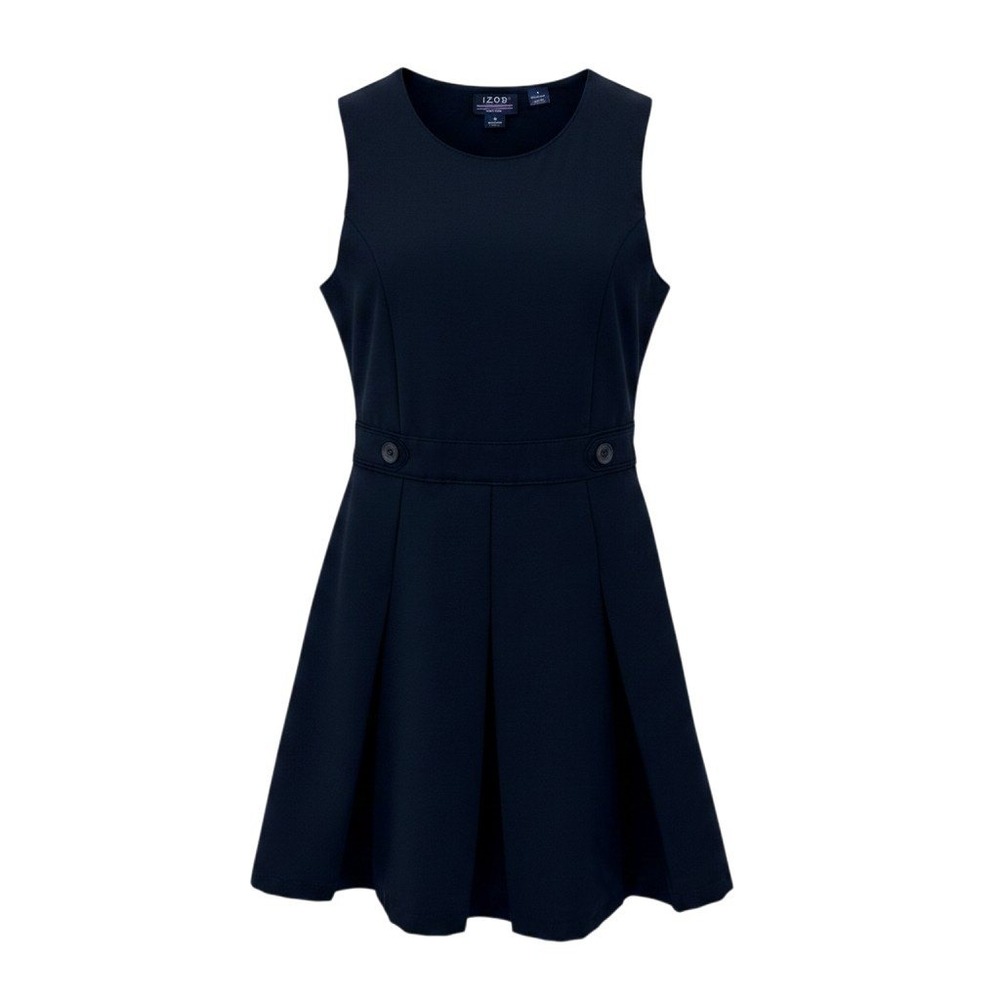 IZOD Pleated Jumper Dress Girls Size 12 Navy Blue School Uniform Twill EUC